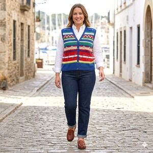 Vintage Susan Bristol Nautical Sweater Vest Rope Stripe Coastal Grandmacore L